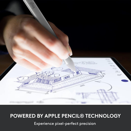 Logitech Crayon Digital Pencil for iPad (iPads with USB-C Ports) Featuring Apple Pencil Technology, No Lag Pixel-Precision, and Dynamic Smart Tip with Fast USB-C Charge - Silver - PuriLite