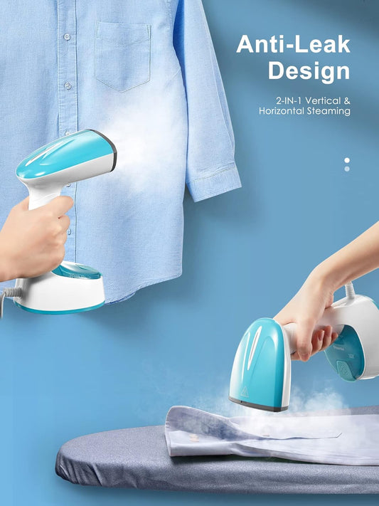 Reemix Steamer for Clothes, 1200W Foldable Clothes Steamer, Handheld Garment Steamer, Fast Heat-up, Auto-Off, Steam Iron for Fabric Wrinkle Remover with Brush (Crystal Blue) - PuriLite