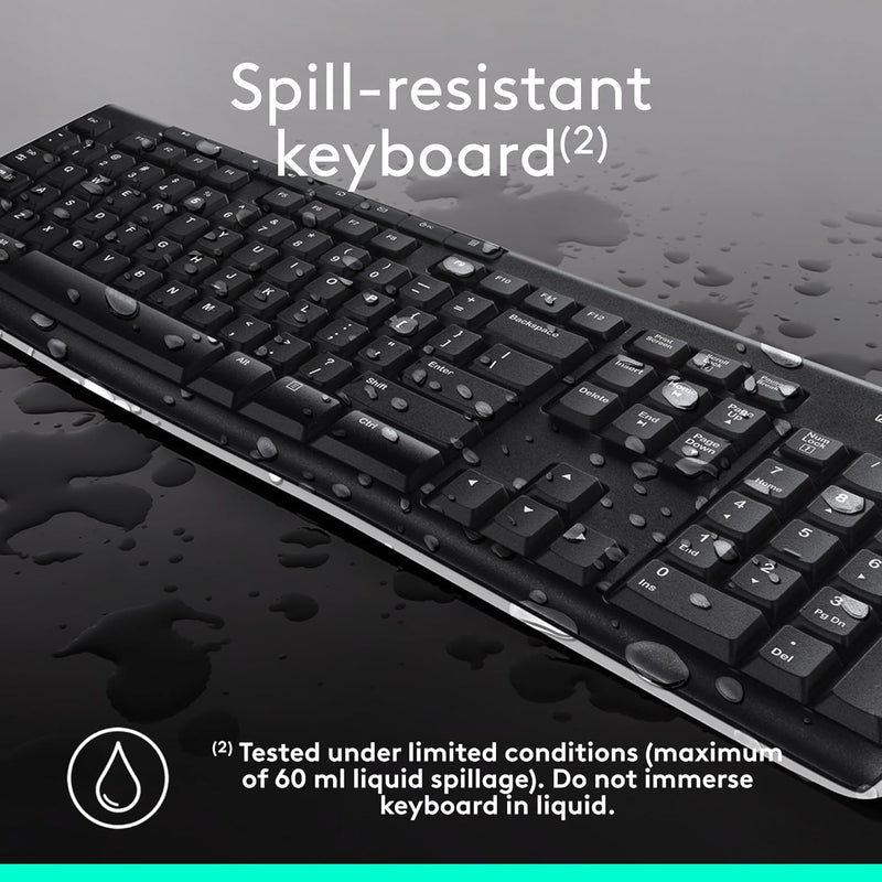 Logitech MK270 Wireless Keyboard and Mouse Combo for Windows, 2.4 GHz Wireless, Compact Mouse, 8 Multimedia and Shortcut Keys, 2-Year Battery Life, for PC, Laptop