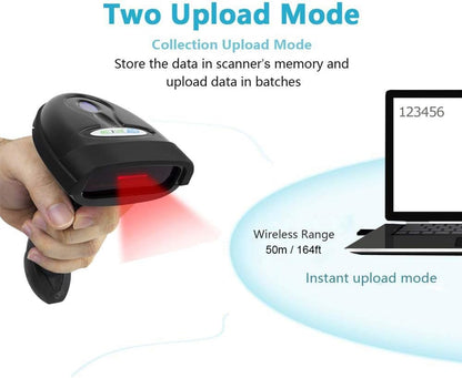 NETUM Wireless Barcode Scanner 2 in 1 2.4G Wireless & USB 2.0 Wired 1D Laser Barcode Reader Portable Bar Code Scanning for Retail Supermaket Warehouse NT-1698W