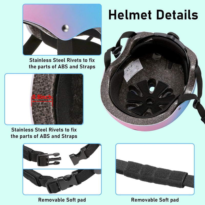Kids Toddler Bike Helmet, Adjustable Bicycle Helmet for Girls Boys Ages 3-5-8-14 Years Old, Multi-Sports for Cycling Skateboard Scooter Skating