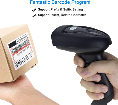 NETUM Wireless Barcode Scanner 2 in 1 2.4G Wireless & USB 2.0 Wired 1D Laser Barcode Reader Portable Bar Code Scanning for Retail Supermaket Warehouse NT-1698W