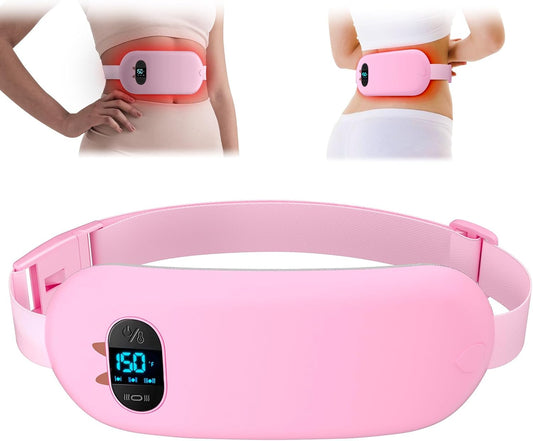 Portable Cordless Heating Pad for Cramps – Fast Heating Menstrual & Back Pain Relief Belt – 6 Heat & 6 Vibration Modes – Wearable Rechargeable Heating Pad