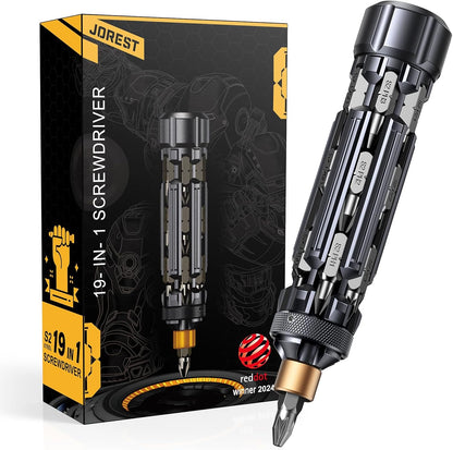 19-in-1 Multi Bit Screwdriver Set, Compact EDC Magnetic Screwdriver Tool with Extension Rod, Portable All-in-One Repair Tool for Electronics, Furniture and Home Maintenance