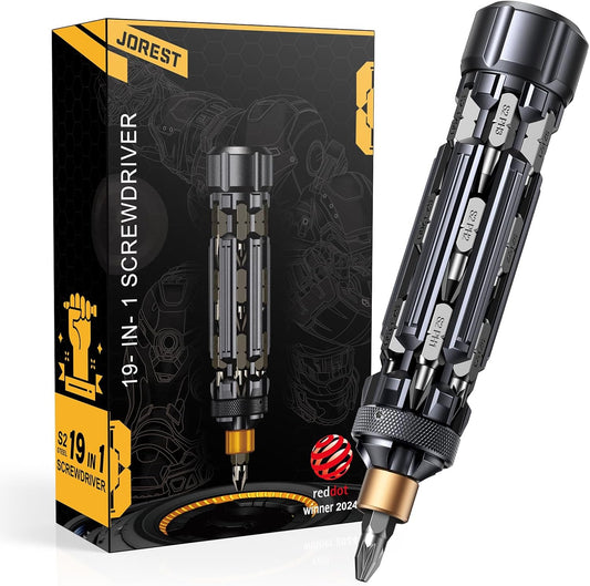 19-in-1 Multi Bit Screwdriver Set, Compact EDC Magnetic Screwdriver Tool with Extension Rod, Portable All-in-One Repair Tool for Electronics, Furniture and Home Maintenance