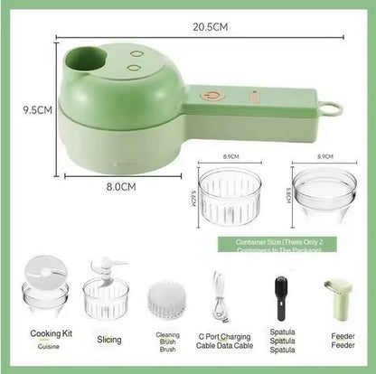 Purilite Select 4-in-1 Wireless Handheld Electric Food Chopper – Vegetable Cutter, Garlic Masher, Slicer & Meat Grinder for Home Kitchen - PuriLite