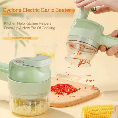 Purilite Select 4-in-1 Wireless Handheld Electric Food Chopper – Vegetable Cutter, Garlic Masher, Slicer & Meat Grinder for Home Kitchen - PuriLite