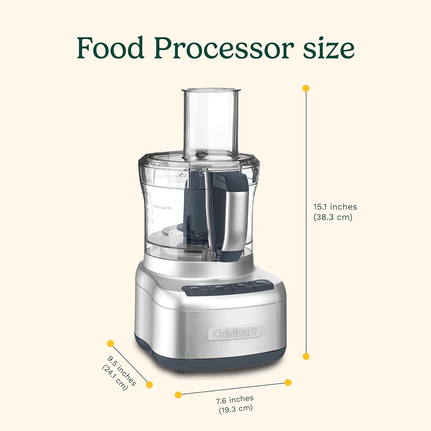 Cuisinart Elemental 8-Cup (2L) Food Processor with Attachments, 350W, Silver (FP-8SVEC)