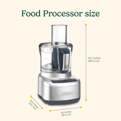 Cuisinart Elemental 8-Cup (2L) Food Processor with Attachments, 350W, Silver (FP-8SVEC)