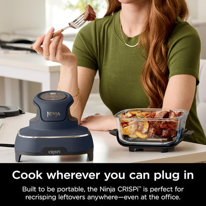 Ninja Crispi Air Fryer, Microwave, Freezer & Dishwasher Safe, Non Toxic Glass Portable Cooking System, 4 QT & 6 Cup Glass Containers with Storage Lids, Easy Meals, Air Fry, Bake, & More Grey, FN101CGY