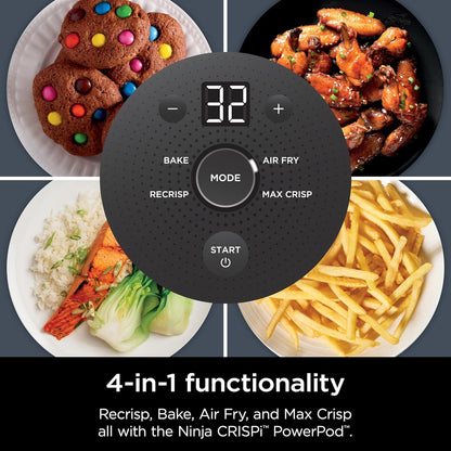 Ninja Crispi Air Fryer, Microwave, Freezer & Dishwasher Safe, Non Toxic Glass Portable Cooking System, 4 QT & 6 Cup Glass Containers with Storage Lids, Easy Meals, Air Fry, Bake, & More Grey, FN101CGY