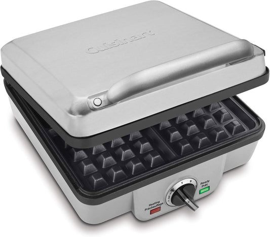 Cuisinart Belgian Waffle Maker with Pancake Plate, Non-Stick Removable Plates, Silver (WAF-350C)