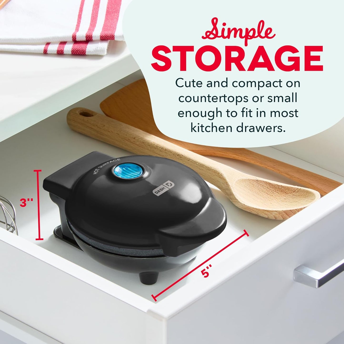 Dash Mini Maker: The Mini Waffle Maker Machine for Individual Waffles, Paninis, Hash browns, & other on the go Breakfast, Lunch, or Snacks - Black