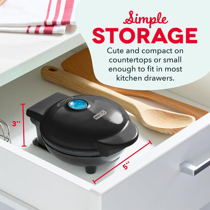 Dash Mini Maker: The Mini Waffle Maker Machine for Individual Waffles, Paninis, Hash browns, & other on the go Breakfast, Lunch, or Snacks - Black