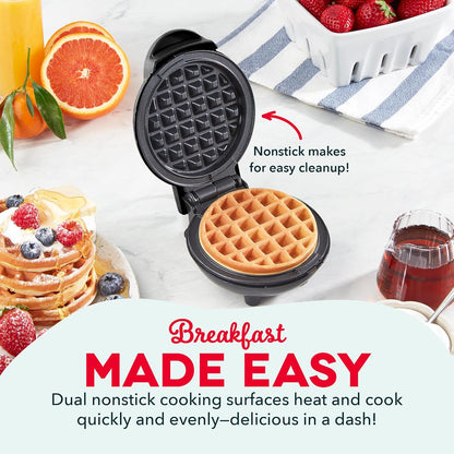 Dash Mini Maker: The Mini Waffle Maker Machine for Individual Waffles, Paninis, Hash browns, & other on the go Breakfast, Lunch, or Snacks - Black