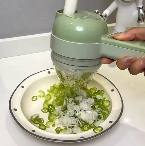 Purilite Select 4-in-1 Wireless Handheld Electric Food Chopper – Vegetable Cutter, Garlic Masher, Slicer & Meat Grinder for Home Kitchen - PuriLite