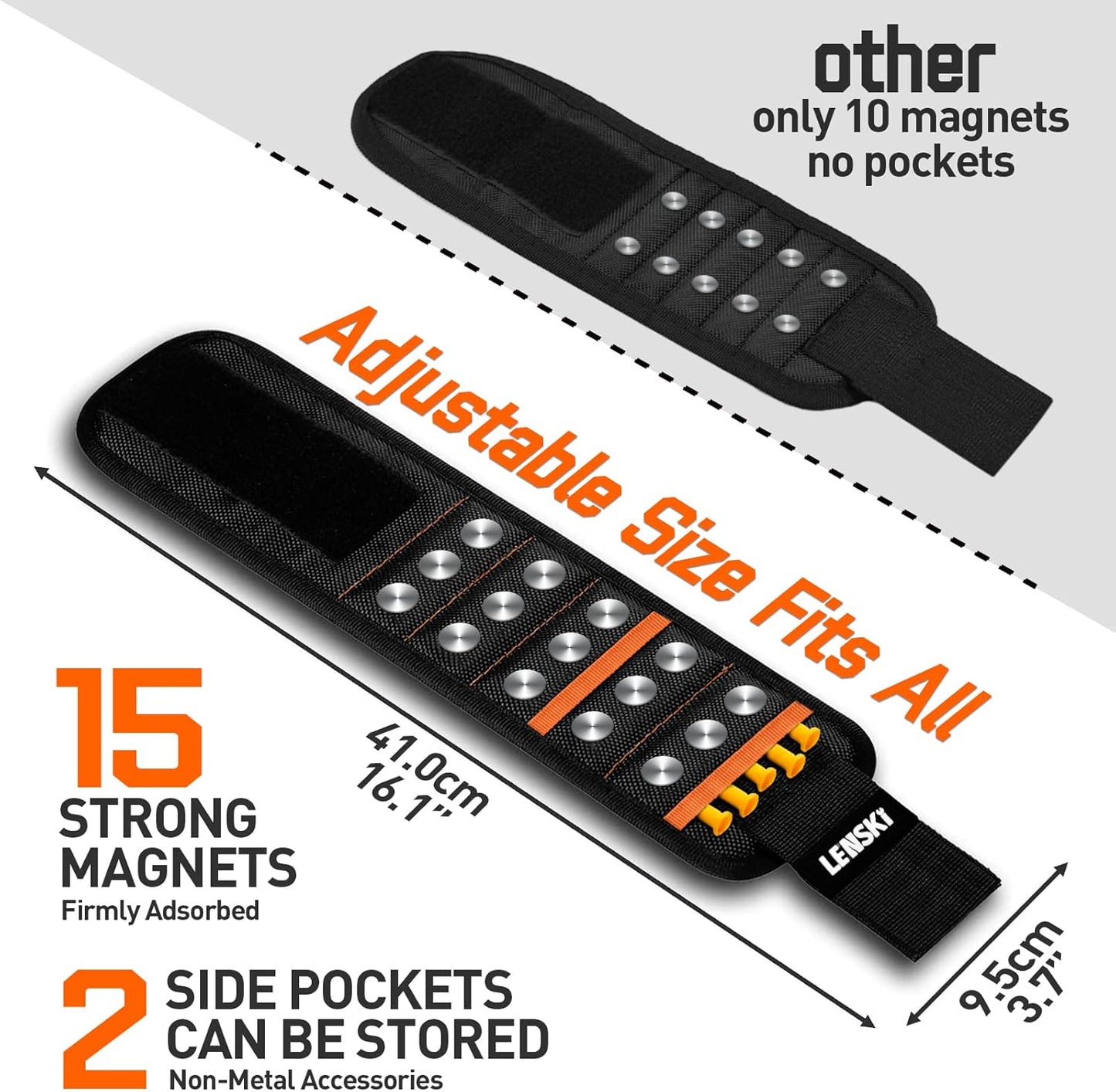 Magnetic Wristband Tool Organizer for Men, Adjustable Tool Holding Bracelet with Strong Magnets, Hands-Free Screw and Nail Holder for Home Improvement and DIY Projects