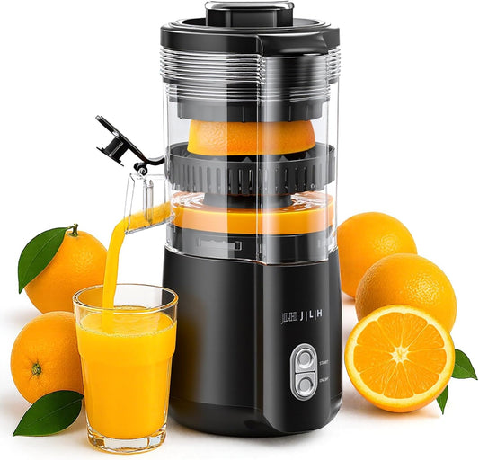 JLH Hands-Free Citrus Juicer Machine – 100W Powerful Motor,Lemon Squeezer with Cleaning Brush, Ideal for Oranges, Lemons, Grapefruits, Pomegranates, Watermelon (Grey)