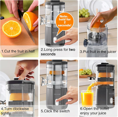 JLH Hands-Free Citrus Juicer Machine – 100W Powerful Motor,Lemon Squeezer with Cleaning Brush, Ideal for Oranges, Lemons, Grapefruits, Pomegranates, Watermelon (Grey)