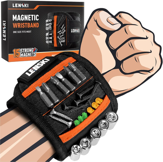 Magnetic Wristband Tool Organizer for Men, Adjustable Tool Holding Bracelet with Strong Magnets, Hands-Free Screw and Nail Holder for Home Improvement and DIY Projects