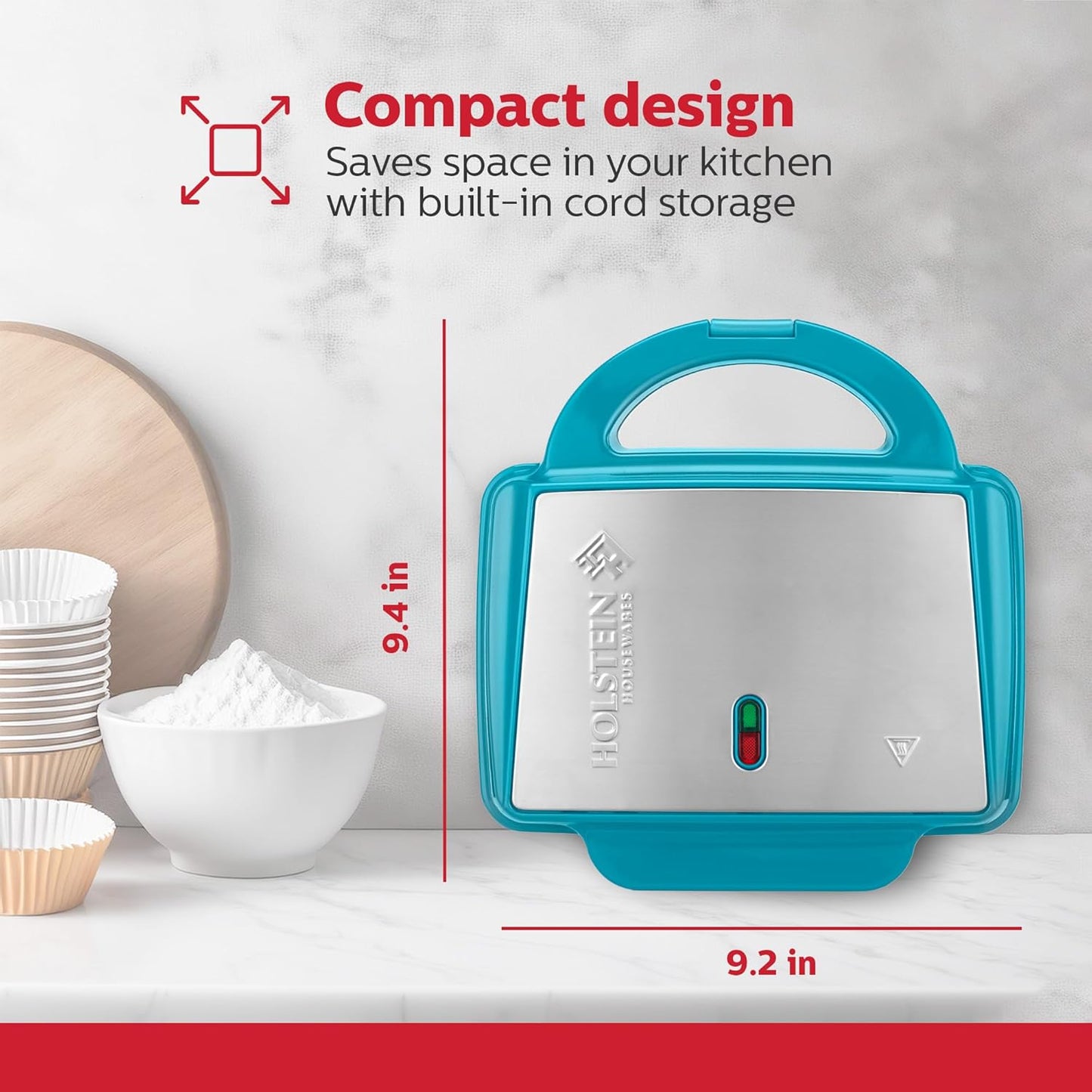 Holstein Housewares Non-Stick Cupcake Maker, Teal - Makes 6 Cupcakes, Muffins, Cinnamon Buns - Birthdays, Holidays, and More