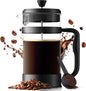 KICHLY - 34 Ounce French Press Espresso and Tea Maker with Triple Filters, Stainless Steel Plunger and Heat Resistant Borosilicate Glass, Black