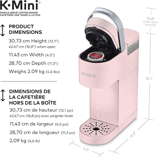 Keurig K-Mini Single Serve K-Cup Pod Coffee Maker, Featuring An Ultra-sleek Design, Dusty Rose - PuriLite