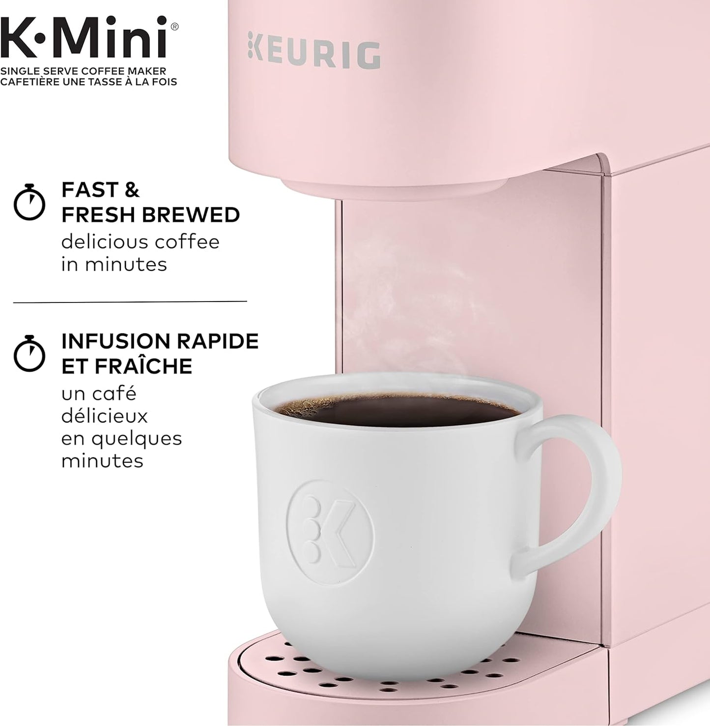 Keurig K-Mini Single Serve K-Cup Pod Coffee Maker, Featuring An Ultra-sleek Design, Dusty Rose