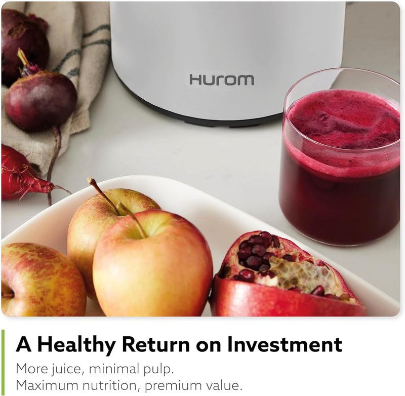 Hurom H400 Easy Clean Slow Juicer, Matte Black | Hands Free | Hopper Fits Whole Produce | Quiet Motor | Scrub Free Cleaning | BPA Free | Easy Assembly | Healthy Living | Cold Press Masticating Juicer