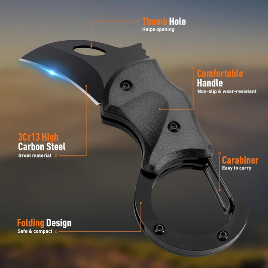 Pocket Carabiner EDC Gadget Tool, Compact Multi-Purpose Everyday Carry Accessory with Sheath, Lightweight Portable Tool for Camping, Hiking, and Daily Tasks - PuriLite