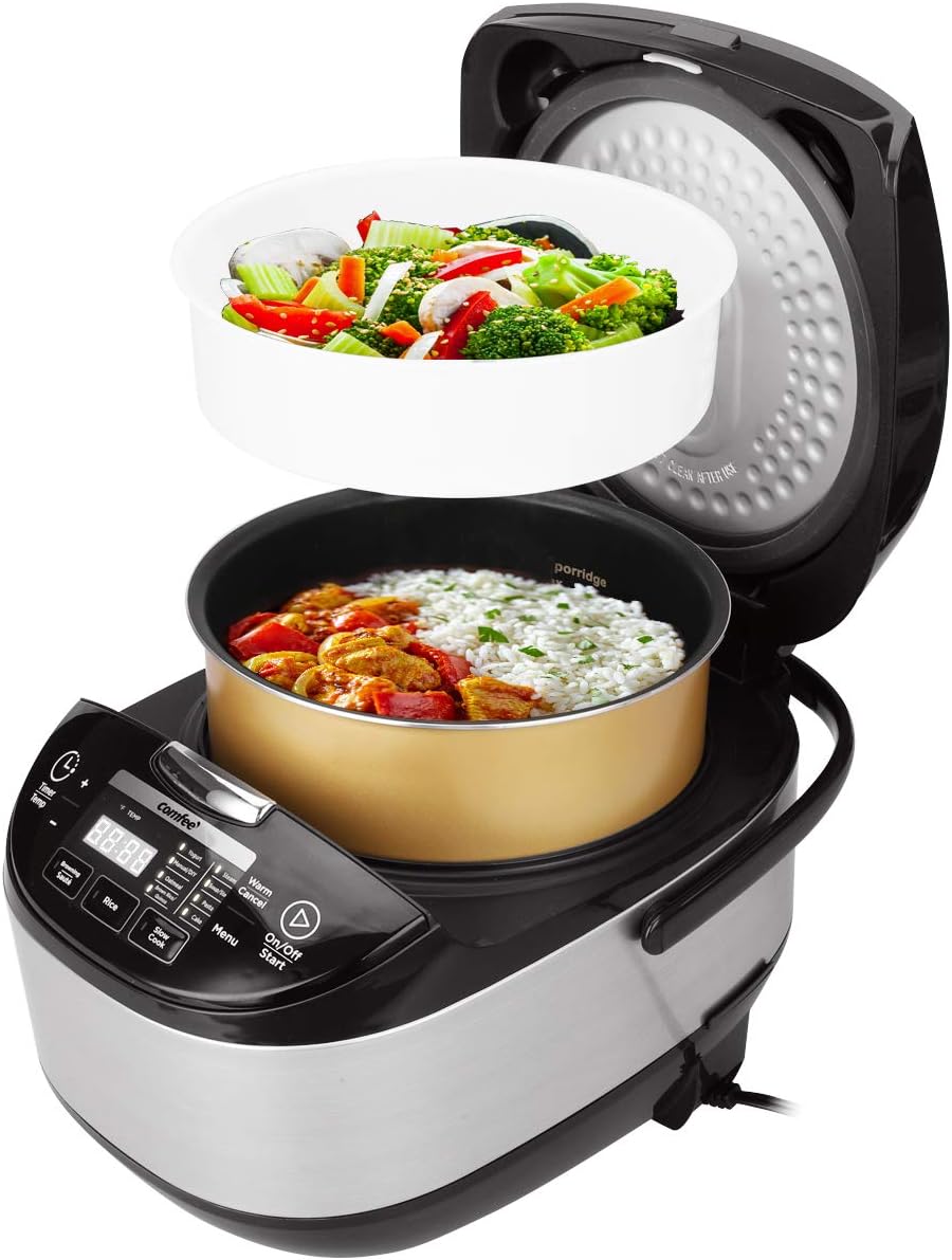 COMFEE' Rice Cooker, Japanese Large Rice Cooker with Fuzzy Logic Technology, 11 Presets, 10 Cup Uncooked/20 Cup Cooked, Auto Keep Warm, 24-Hr Delay Timer