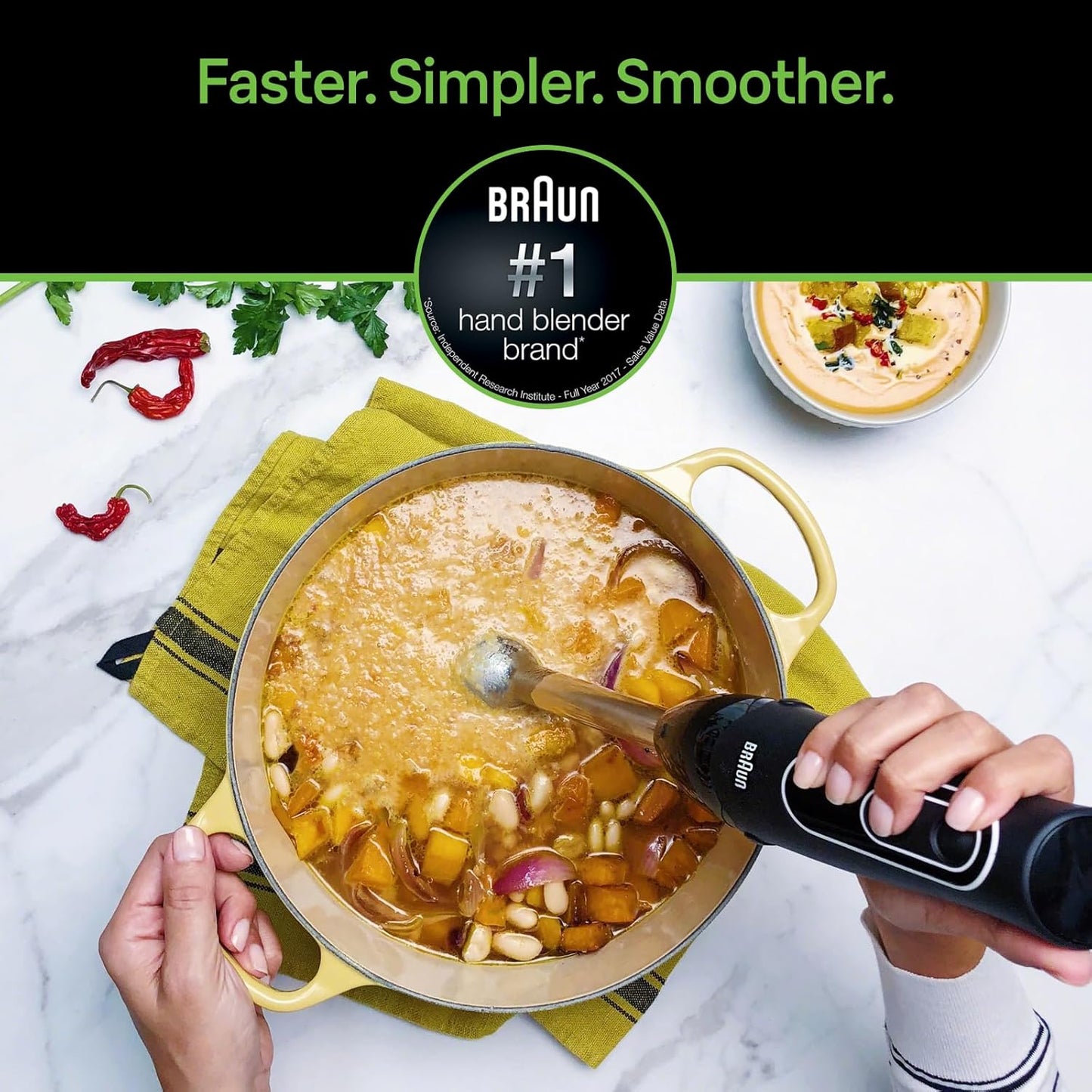 Braun MQ505 Portable Immersion Hand Blender,Powerful 350W Stick Blender,Dual Speed,Whisk,Beaker,Soup,Baby Food,Mixer,Hummus,Egg Beater,Smoothies