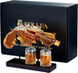 Decorative Glass Decanter Set with Display Base, Lead-Free Beverage Decanter with Matching Glasses, Unique Home Bar Display and Gift Set - PuriLite