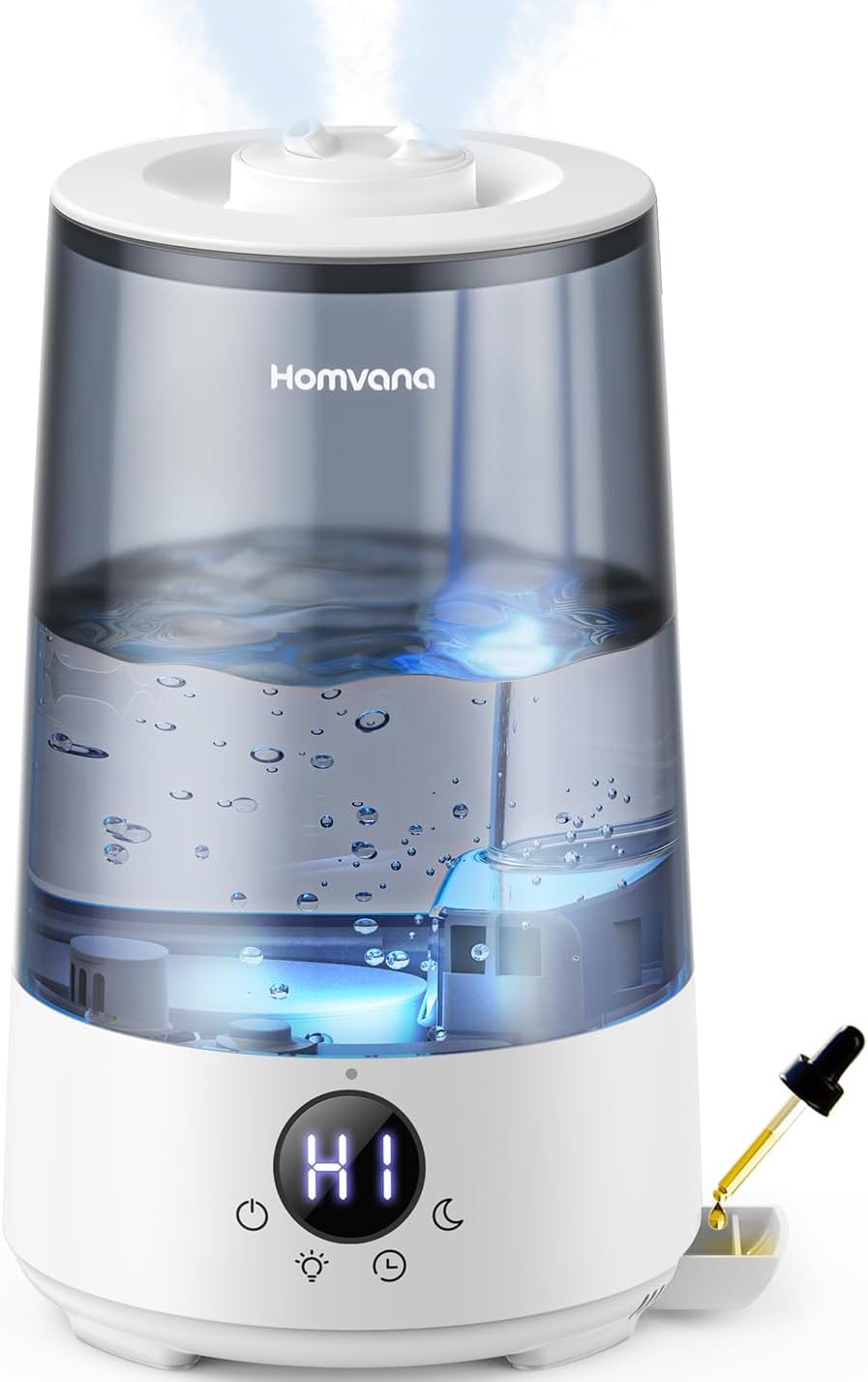 Homvana Humidifiers for Bedroom Home, 3.6L Cool Mist Top-Fill 34H Super Long Time, Quiet 16dB, Baby Humidifier, Oil Diffuser for Large Room, Plants, Nursery, Office BPA FREE, 7 Color Light Ultrasonic