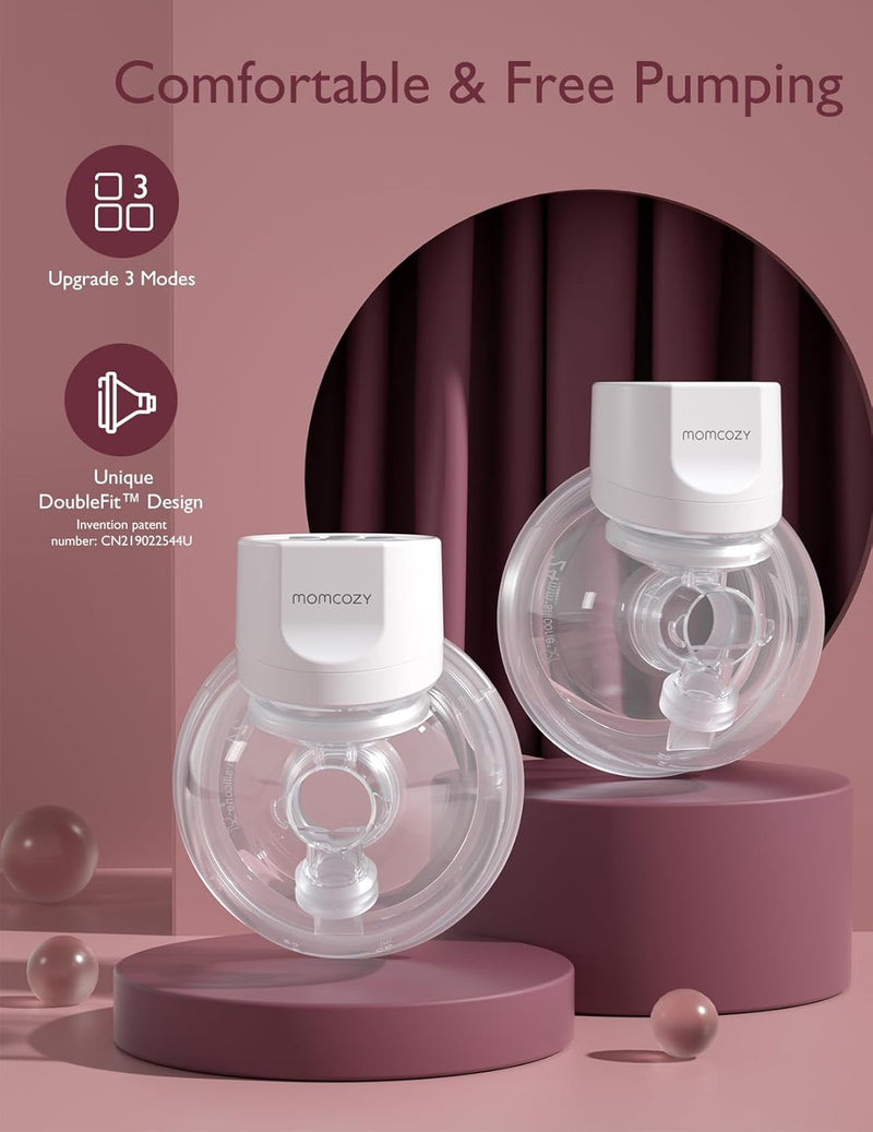 Momcozy Hands-Free Breast Pump S12 Pro Wearable, Double Wireless Pump with Comfortable DoubleFit Flange, 3 Modes & 9 Levels Electric Pump Portable, 24mm, 2 Pack