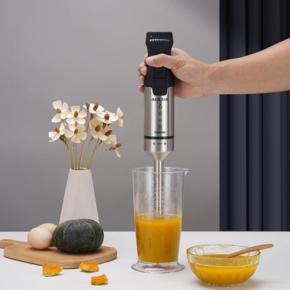 Aulonda 1000W Electric Immersion Blender, 20-Speed Hand Blender with Ergonomic Handle, Handheld Mixer for Smoothies, Baby Food, Soup & More