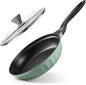 BUYDEEM Cast Aluminum Non Stick Frying Pan 10.2 Inch, Rapid Even Heating Skillet with Glass Lid, All Stovetops Compatible, No PFAS/PFOA Egg Pan with Cool Handle, Cheflite Series CP151 Cozy Greenish