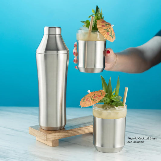 Vacuum Insulated Stainless Steel Cocktail Shaker, 28oz Hybrid Martini Shaker with Built-In Measuring System and Strainer, Leak-Resistant Bar Shaker for Home Use - PuriLite