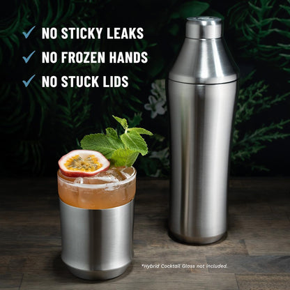 Vacuum Insulated Stainless Steel Cocktail Shaker, 28oz Hybrid Martini Shaker with Built-In Measuring System and Strainer, Leak-Resistant Bar Shaker for Home Use - PuriLite