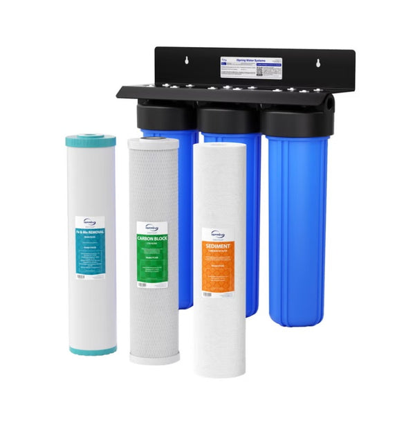 iSpring WGB32BM 3-Stage Whole Home Water Filter System, 15 GPM, Iron & Manganese Reduction