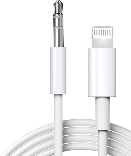 [Apple MFi Certified] Aux Cord for iPhone, Lightning to 3.5 mm AUX Cable for Car Stereo Audio Cable Compatible with iPhone 14/13/12/11/XS/XR/X/8/7 for Car Home Stereo, Speaker, Headphone, -3.3ft white