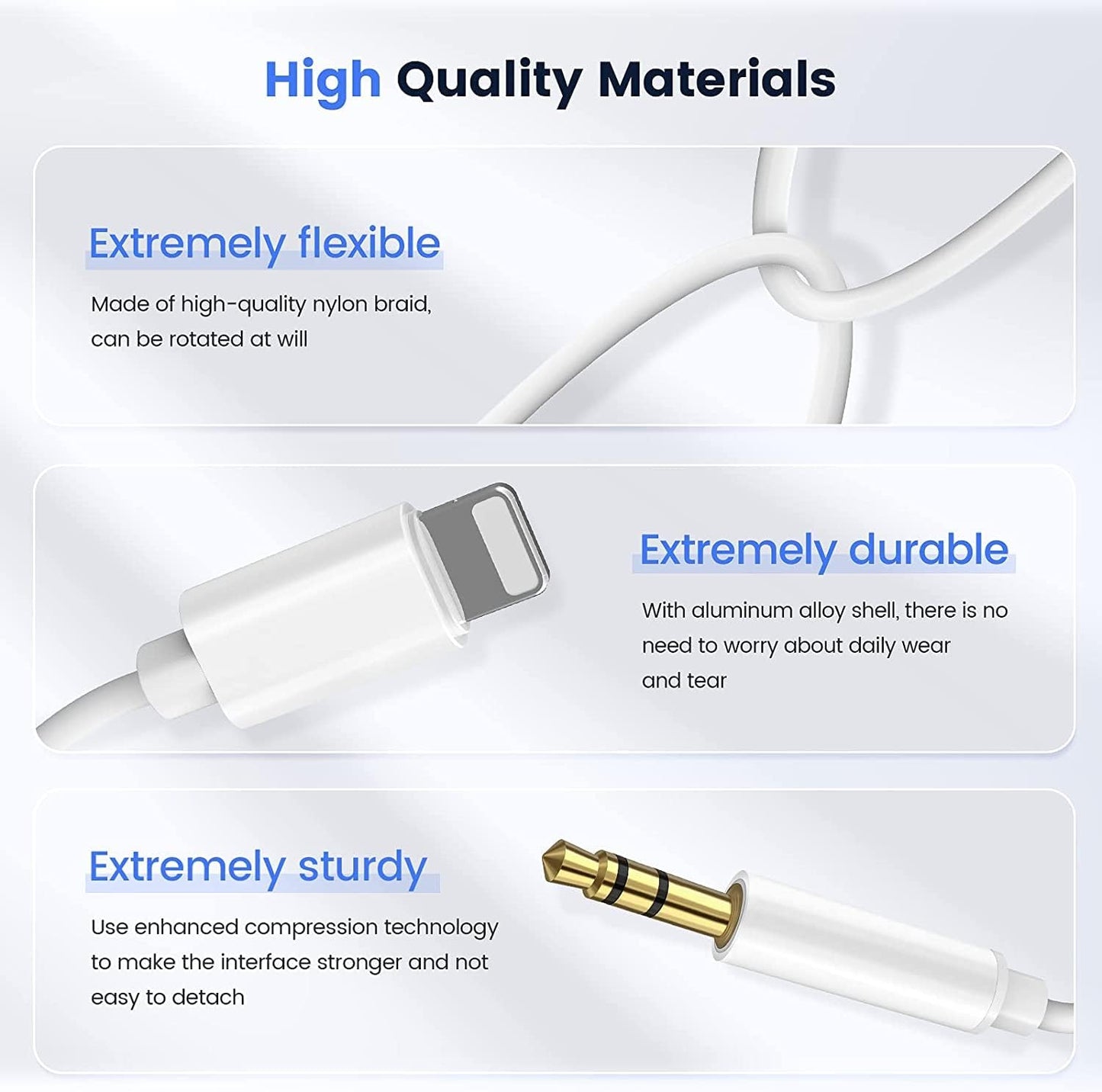 [Apple MFi Certified] Aux Cord for iPhone, Lightning to 3.5 mm AUX Cable for Car Stereo Audio Cable Compatible with iPhone 14/13/12/11/XS/XR/X/8/7 for Car Home Stereo, Speaker, Headphone, -3.3ft white