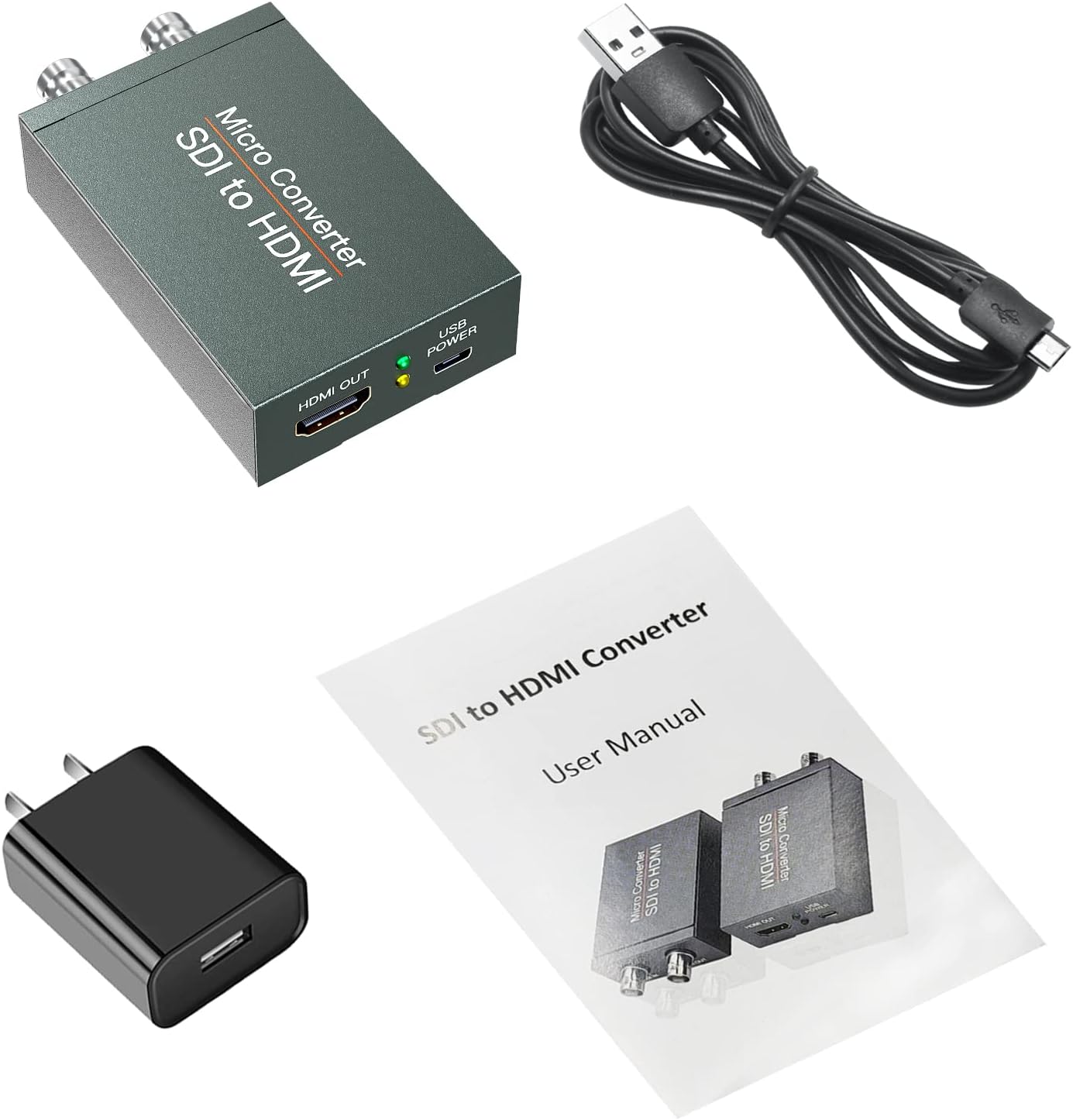 SDI to HDMI Converter with SDI Loop Out, 1080p HD-SDI / 3G-SDI/SD-SDI to HDMI Video Audio Converter, BNC to HDMI Adapter for SDI Camera Monitor Projector