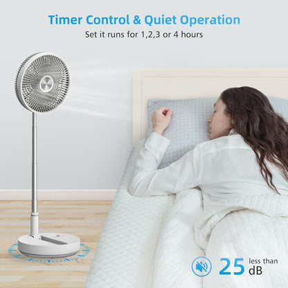 CooCoCo 10" Battery Operated Fan, Portable Travel Fan for Sleeping, Oscillating Fan with Remote Control, Cordless Rechargeable Pedestal Fan, Standing Fan for Bedroom, Home, Office, Dorm