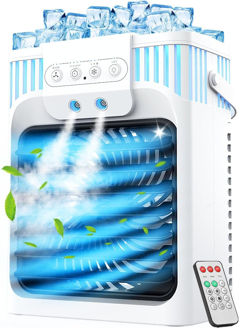 Portable Air Conditioner, Air Conditioner Portable with 3 Speeds, 3 Mist Settings, 1200ml XL Water Tank, 2~8h Timer, Portable Ac Unit, Small Mini Air Conditioner, Personal Air Cooler Fan for Bedroom