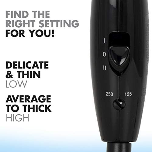 Conair 124AC 1600 Watt Compact Travel Hair Dryer with Folding Handle, Blow Dryer