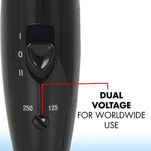 Conair 124AC 1600 Watt Compact Travel Hair Dryer with Folding Handle, Blow Dryer