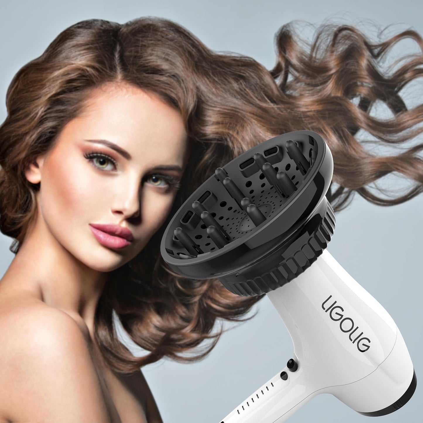 Hair Dryer Diffuser,Universal Diffuser Hair Dryer for 1.4in to 2.4in Blow Dryer,Hair Diffuser for Curly Hair and Natural Wavy Hair (Black)