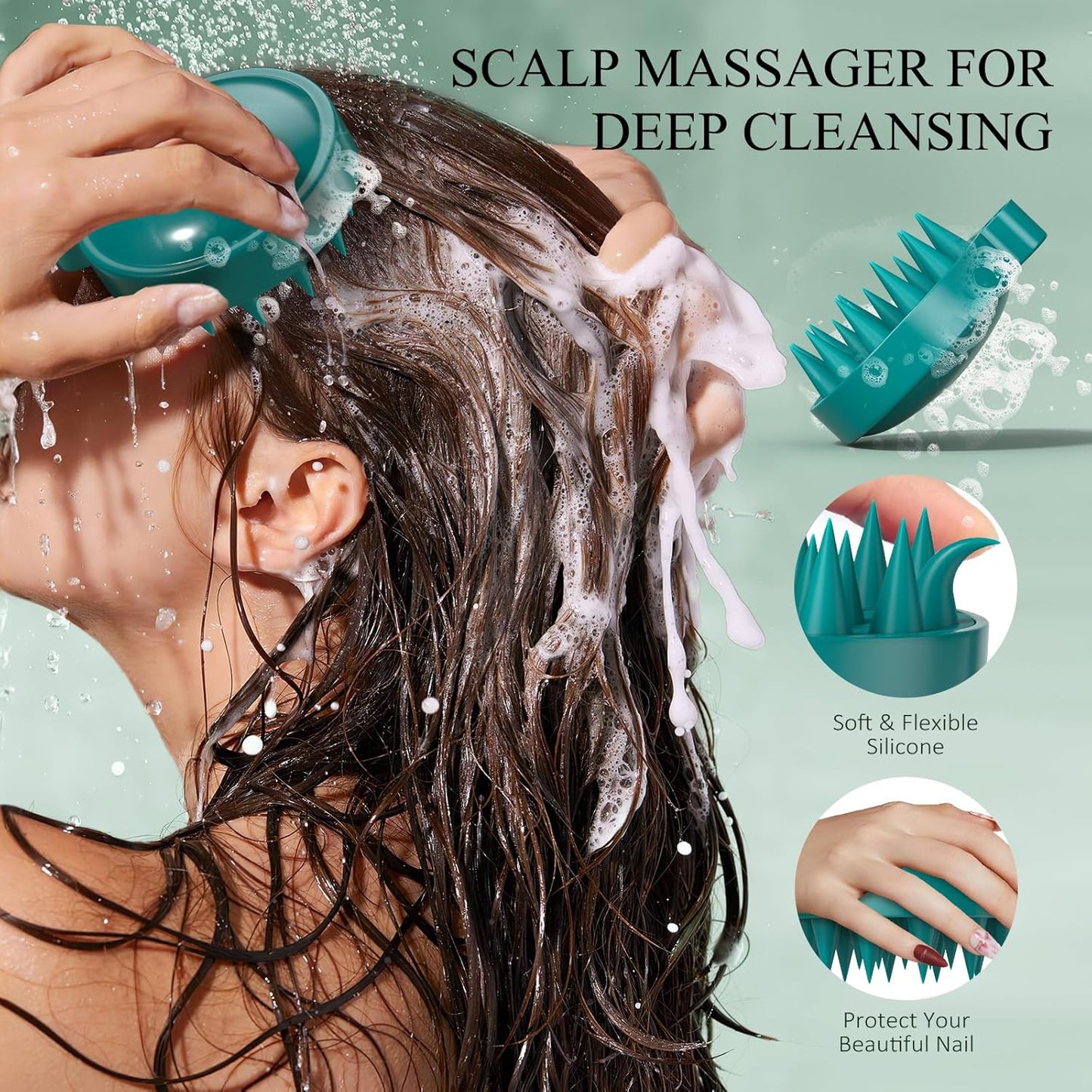 VOERUY Scalp Scrub, Rosemary Scalp Exfoliator Scrub Shampoo, Scalp Treatment with Mint Oil, Hair Treatment to Clarify and Remove Build Up with Silicone Scalp Massager - 300g