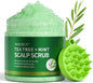 VOERUY Scalp Scrub, Tea Tree Scalp Exfoliator Shampoo, 2-in-1 Hair Treatment with Mint Oil, Clarify and Remove Build up with Silicone Scalp Massager, 10.6oz/300g